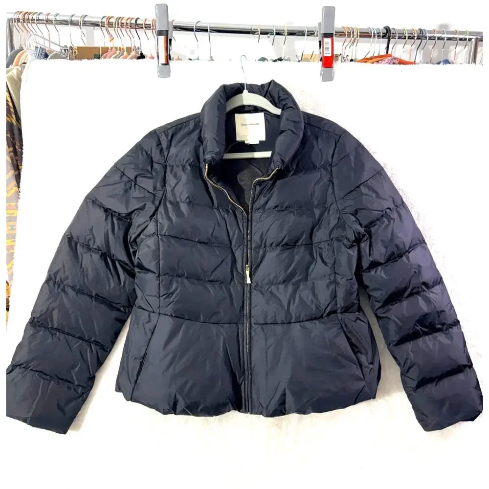 Kate Spade New York down puffer Jacket Size 14 NWOT Peplum Black Womens